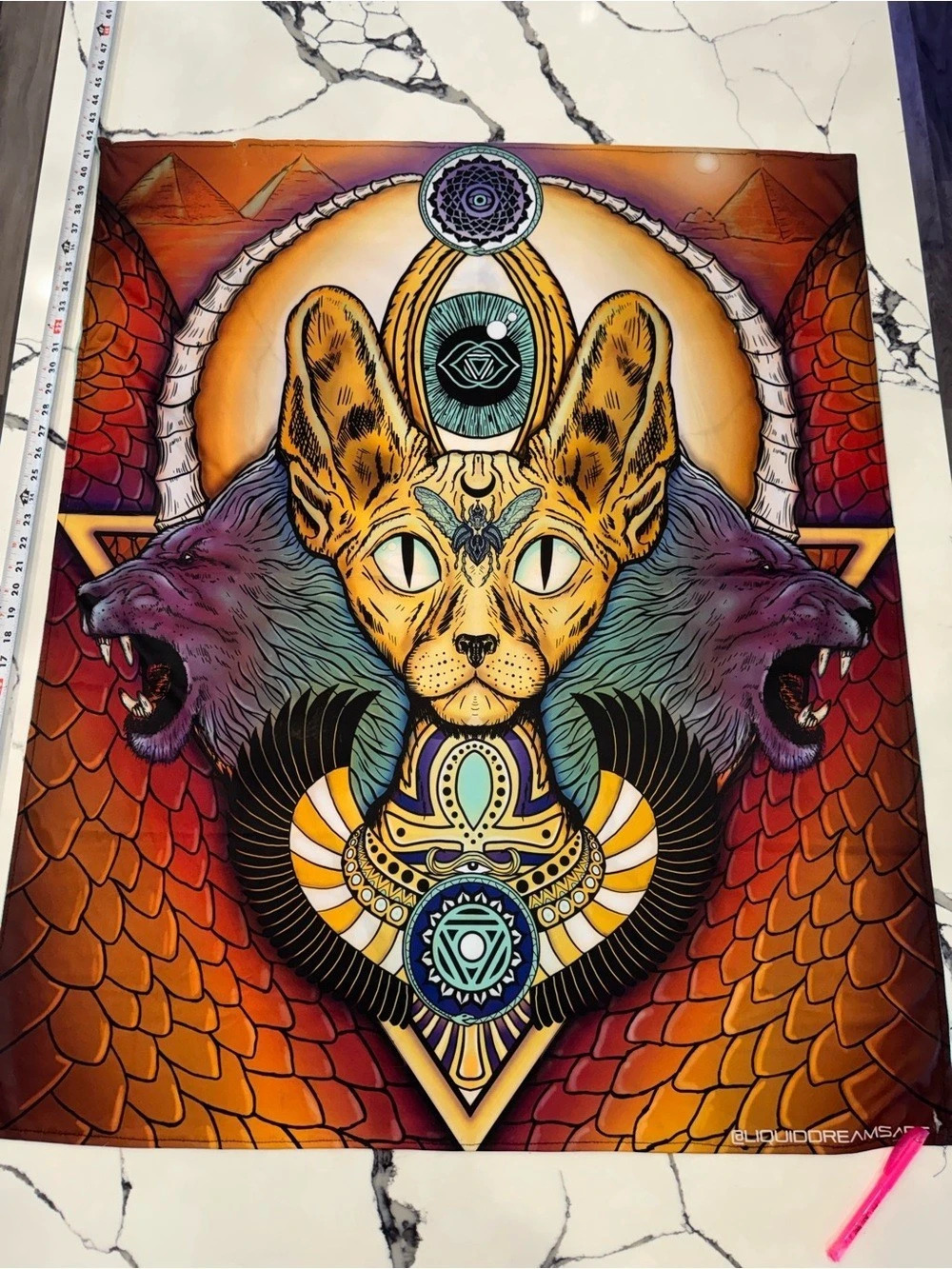 Liquid Dreams Geometric Orange & Black Tapestry
